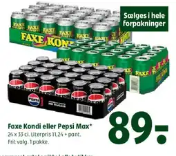 Coop 365 Faxe Kondi eller Pepsi Max tilbud