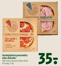 Coop 365 Surdejspizza prosciutto eller diavola tilbud
