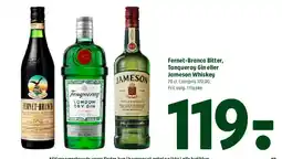 Coop 365 Fernet-Branca Bitter, Tanqueray Gin eller Jameson Whiskey tilbud