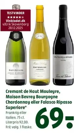 Coop 365 Cremant de Haut Mouleyre, Maison Beuvrey Bourgogne Chardonnay eller Falasco Ripasso Superiore tilbud