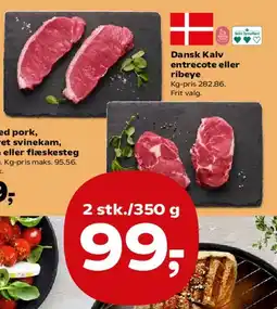 SuperBrugsen Dansk Kalv entrecote eller ribeye tilbud