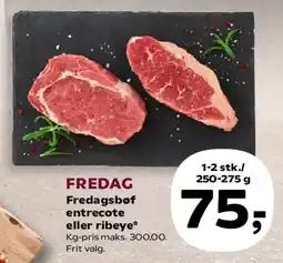SuperBrugsen Fredagsbøf entrecote eller ribeye tilbud