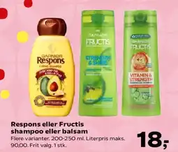 SuperBrugsen Respons eller Fructis shampoo eller balsam tilbud