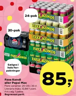 Kvickly Faxe Kondi eller Pepsi Max tilbud