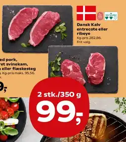 Kvickly Dansk Kalv entrecote eller ribeye tilbud
