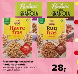 Kvickly Fras morgenmad eller Paulúns granola tilbud