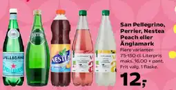Kvickly San Pellegrino, Perrier, Nestea Peach eller Änglamark tilbud