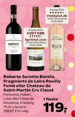 Kvickly Roberto Sarotto Barolo, Fragments de Loire eller Chateau de Saint-Martin Cru Classé tilbud