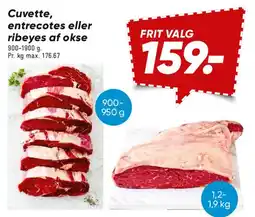 Bilka Cuvette, entrecotes eller ribeyes af okse tilbud