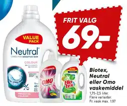 Bilka Biotex, Neutral eller Omo vaskemiddel tilbud