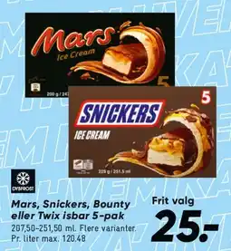 Bilka Mars / Snickers / Bounty / Twix is (5-pak) tilbud