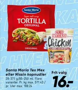 Bilka Santa Maria Tex Mex / Nissin kopnudler tilbud