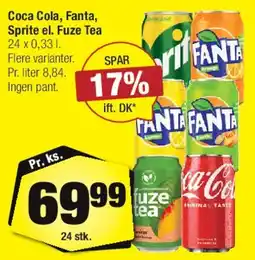 Calle Coca Cola, Fanta, Sprite el. Fuze Tea tilbud