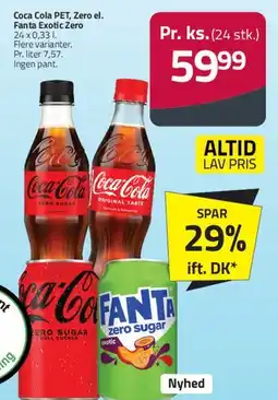 Fleggaard Coca Cola PET / Fanta Exotic Zero (24 stk.) tilbud