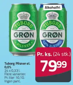 Fleggaard Tuborg Pilsner / Tuborg Grøn (alkoholfri) tilbud
