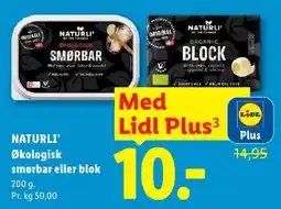 Lidl Naturli' økologisk smørbar eller blok tilbud