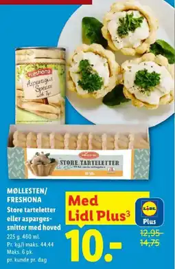 Lidl Møllesten/Freshona store tarteletter eller asparges-snitter med hoved tilbud