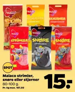 Netto Malaco strimler, snøre eller stjerner tilbud