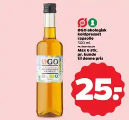 Netto ØGO økologisk koldpresset rapsolie tilbud