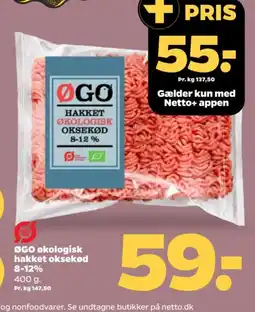 Netto ØGO økologisk hakket oksekød tilbud