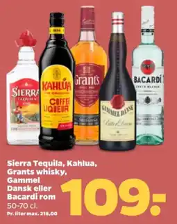 Netto Sierra Tequila, Kahlua, Grants whisky, Bacardi rom tilbud