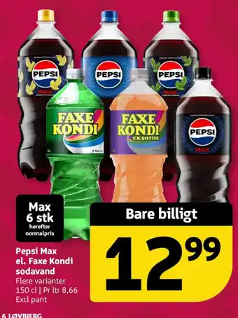 Pepsi Max el. Faxe Kondi sodavand