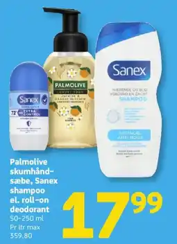 Løvbjerg Palmolive skumhånd-sæbe, Sanex shampoo el. roll-on deodorant tilbud