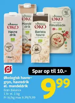 Løvbjerg Grøn Balance økologisk havre-gryn, havredrik el. mandeldrik tilbud