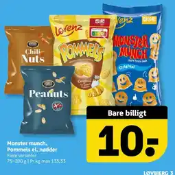 Løvbjerg Monster munch, Pommels el. nødder tilbud