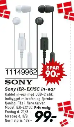 Bilka Sony IER-EX15C in-ear tilbud