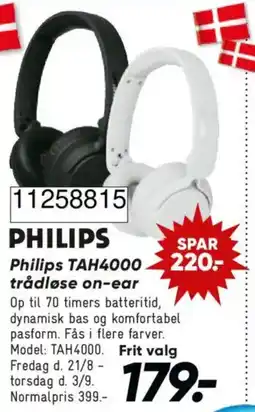 Bilka Philips TAH4000 trådløse on-ear tilbud
