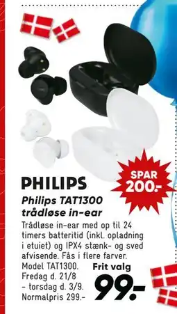 Bilka Philips TAT1300 trådløse in-ear tilbud