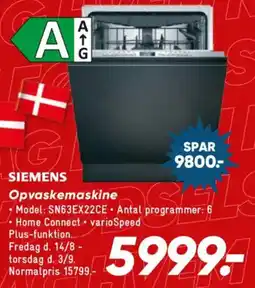 Bilka Siemens Opvaskemaskine tilbud