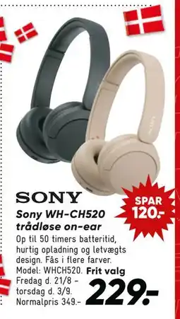 Bilka Sony WH-CH520 trådløse on-ear tilbud