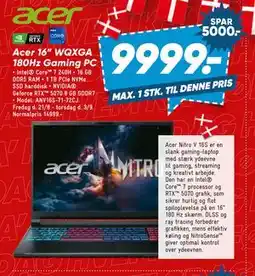 Bilka Acer 16” WQXGA 180Hz Gaming PC tilbud