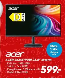 Bilka ACER EK241YP0BI 23,8” skærm tilbud