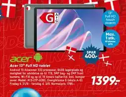 Bilka Acer 13” Full HD tablet tilbud