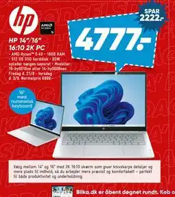 Bilka HP 14”/16” 16:10 2K PC tilbud