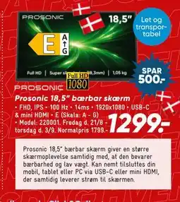 Bilka Prosonic 18,5” bærbar skærm tilbud