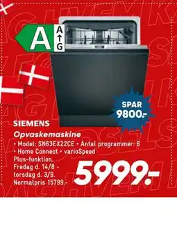 Bilka SIEMENS Opvaskemaskine tilbud