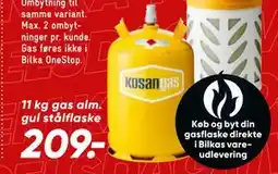 Bilka 11 kg gas alm. gul stålflaske tilbud