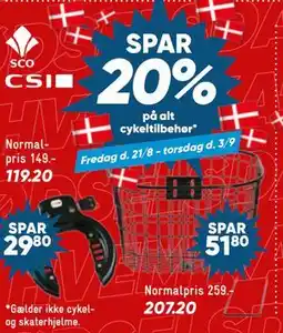 Bilka SPAR 20% på alt cykeltilbehør tilbud