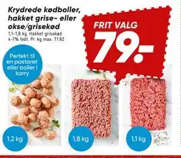 Bilka Krydrede kødboller, hakket grise- eller okse/grisekød tilbud
