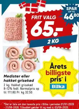 Bilka Medister eller hakket grisekød tilbud