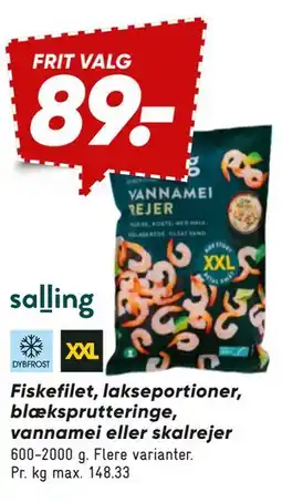 Bilka Fiskefilet, lakseportioner, blæksprutteringe, vannamei eller skalrejer tilbud