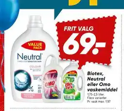 Bilka Biotex, Neutral eller Omo vaskemiddel tilbud