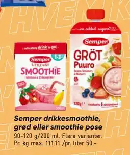 Bilka Semper drikkesmoothie, grød eller smoothie pose tilbud