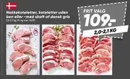 Bilka Nakkekoteletter, koteletter uden ben eller -med skaft af dansk gris tilbud