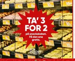 Bilka TA’ 3 FOR 2 på snackskabet. Få den ene gratis. Bager tilbud