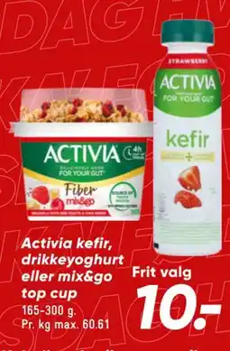 Bilka Activia kefir, drikkeyoghurt eller mix&go top cup tilbud